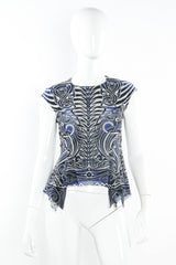 Vintage Jean Paul Gaultier Soleil Mesh Tribal Print Top on mannequin @ Recess LA