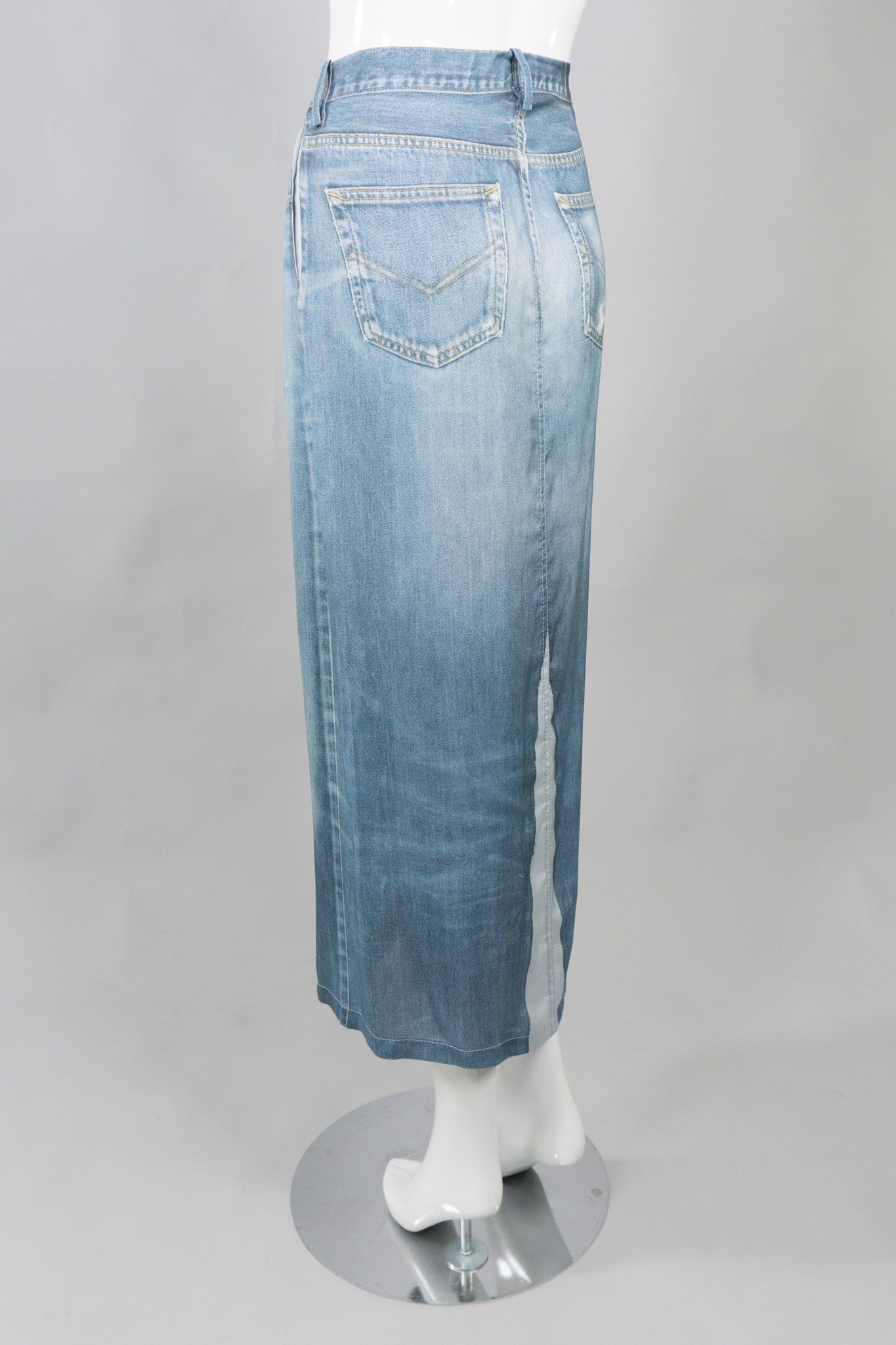 Jean Paul Gaultier Silk Denim Trompe L'Oeil Jean Skirt