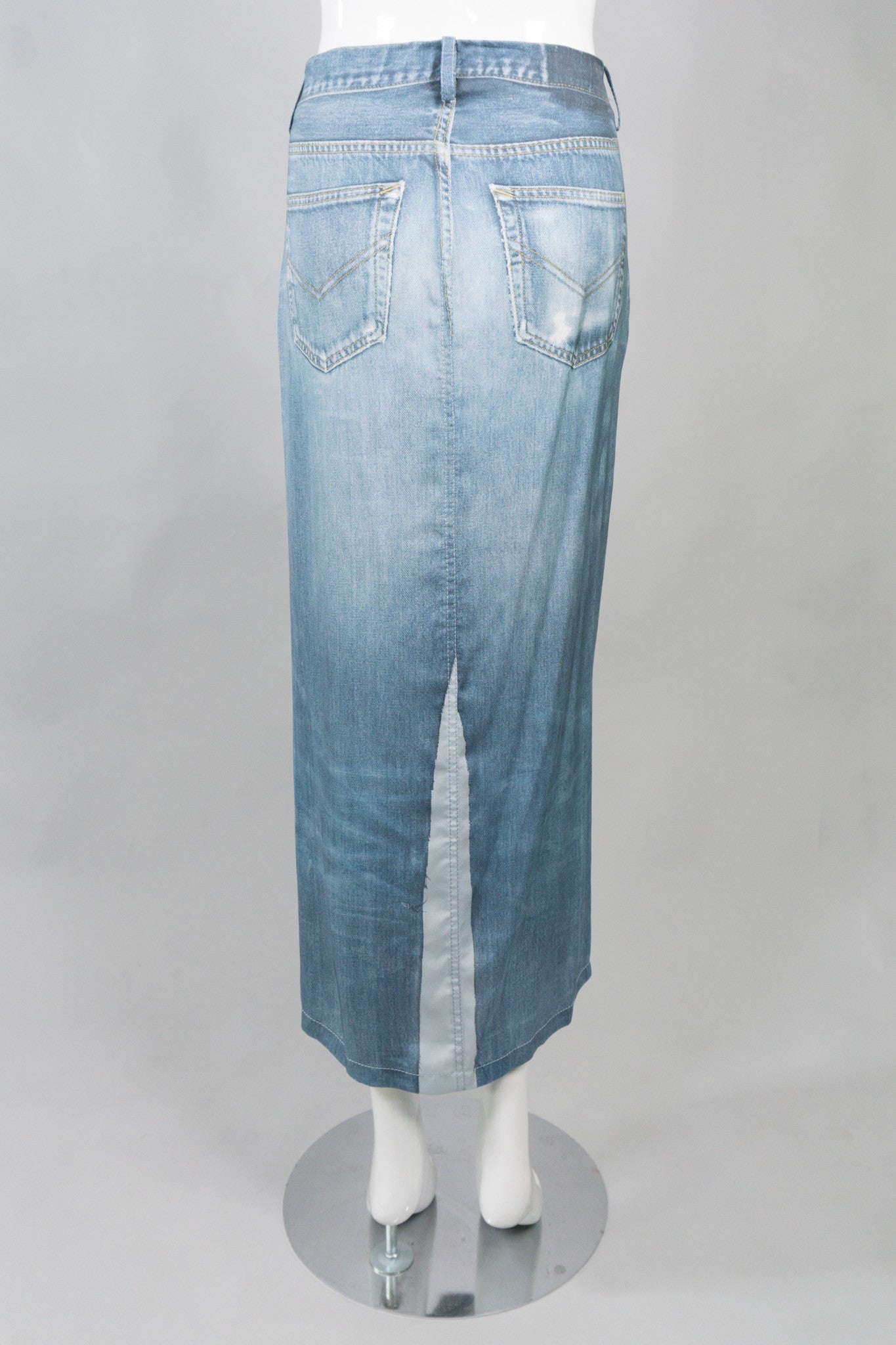 Jean Paul Gaultier Silk Denim Trompe L'Oeil Jean Skirt