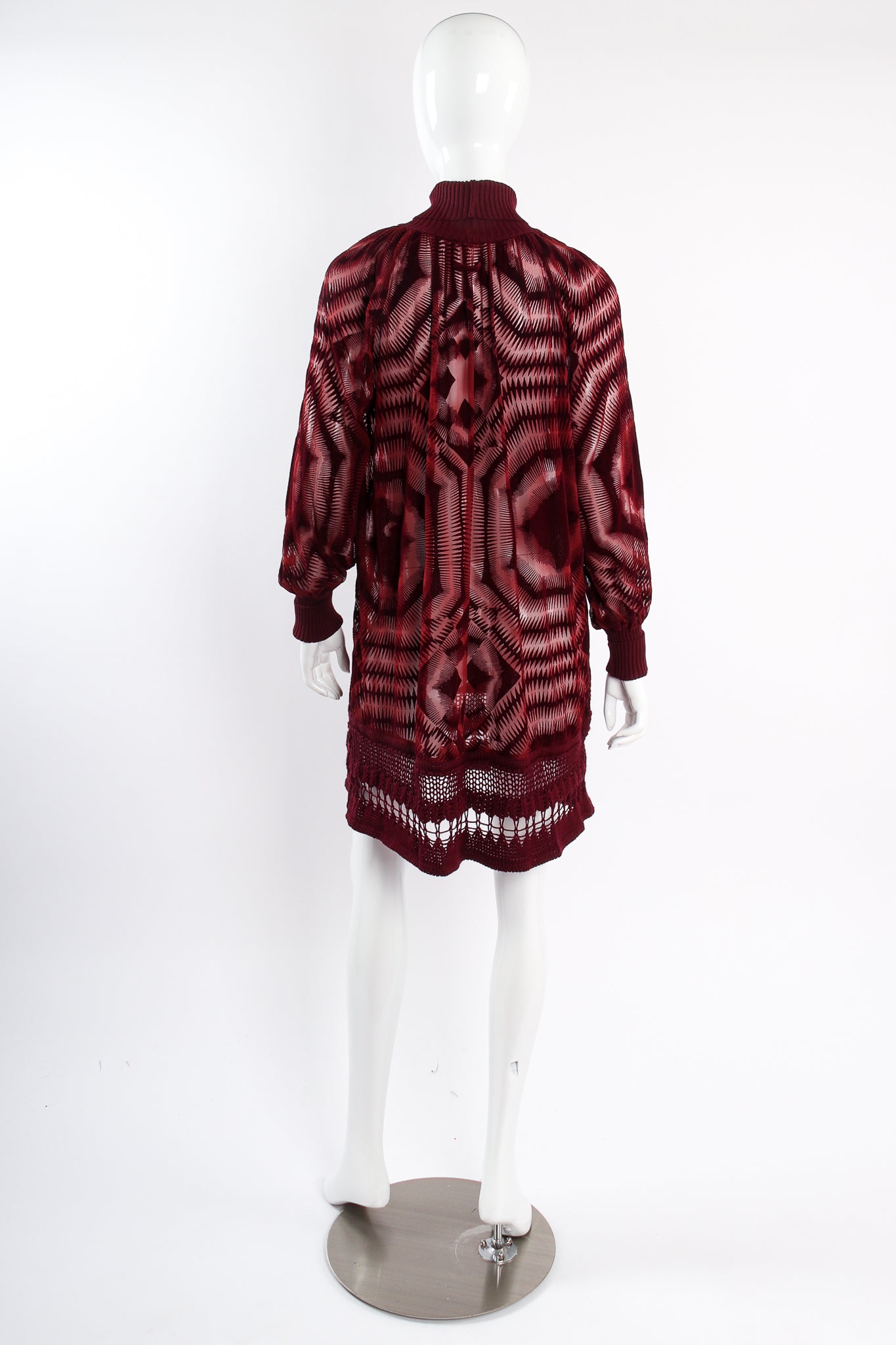 Vintage Jean Paul Gaultier Sheer Turtleneck Crochet Dress on mannequin back at Recess Los Angeles