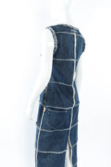 Vintage Jean Paul Gaultier Frayed Denim Patches Dress mannequin back @ Recess LA