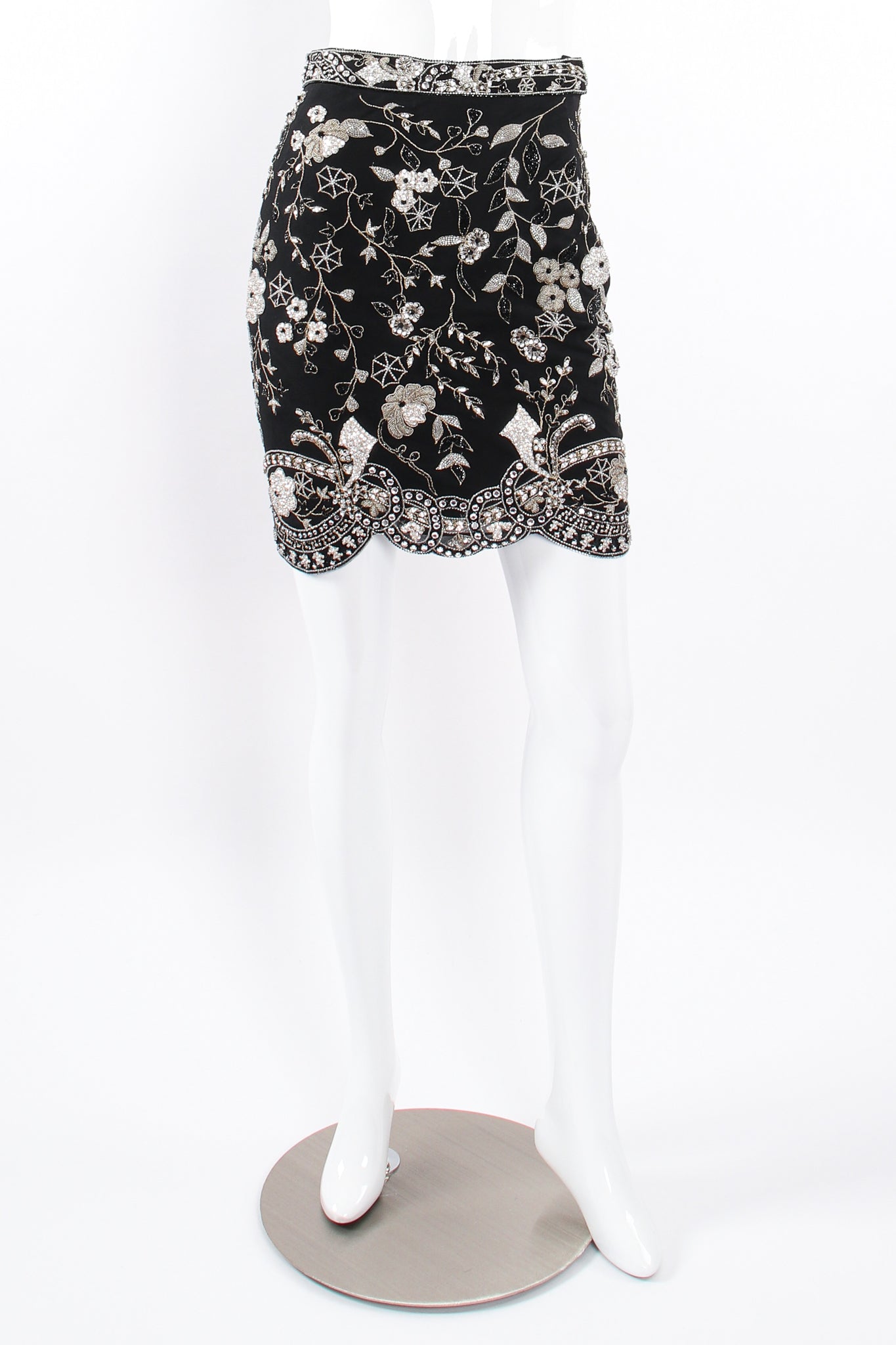 Vintage Genny Embellished Mesh Mini Skirt on mannequin front at Recess Los Angeles