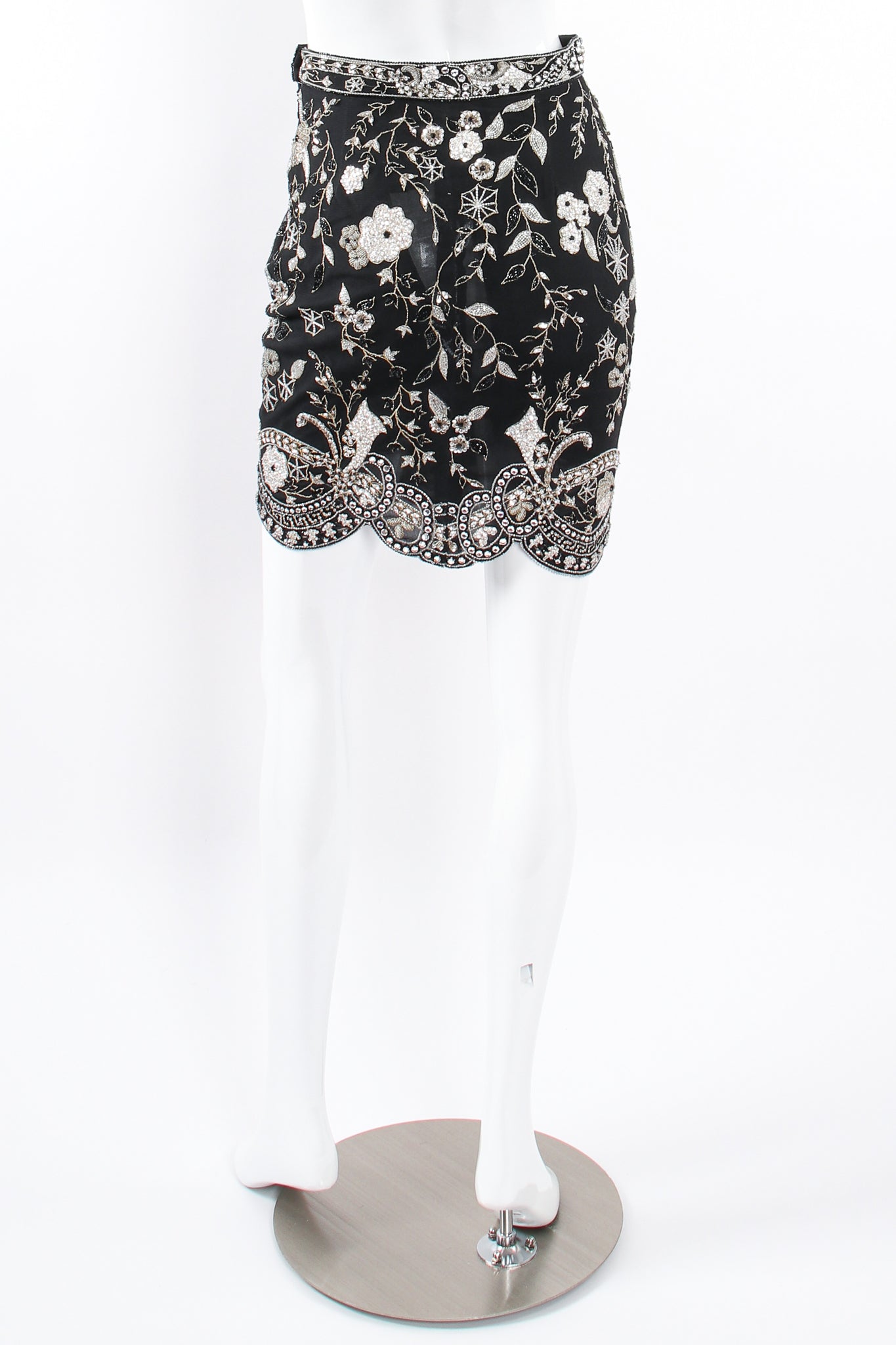 Vintage Genny Embellished Mesh Mini Skirt on mannequin back at Recess Los Angeles