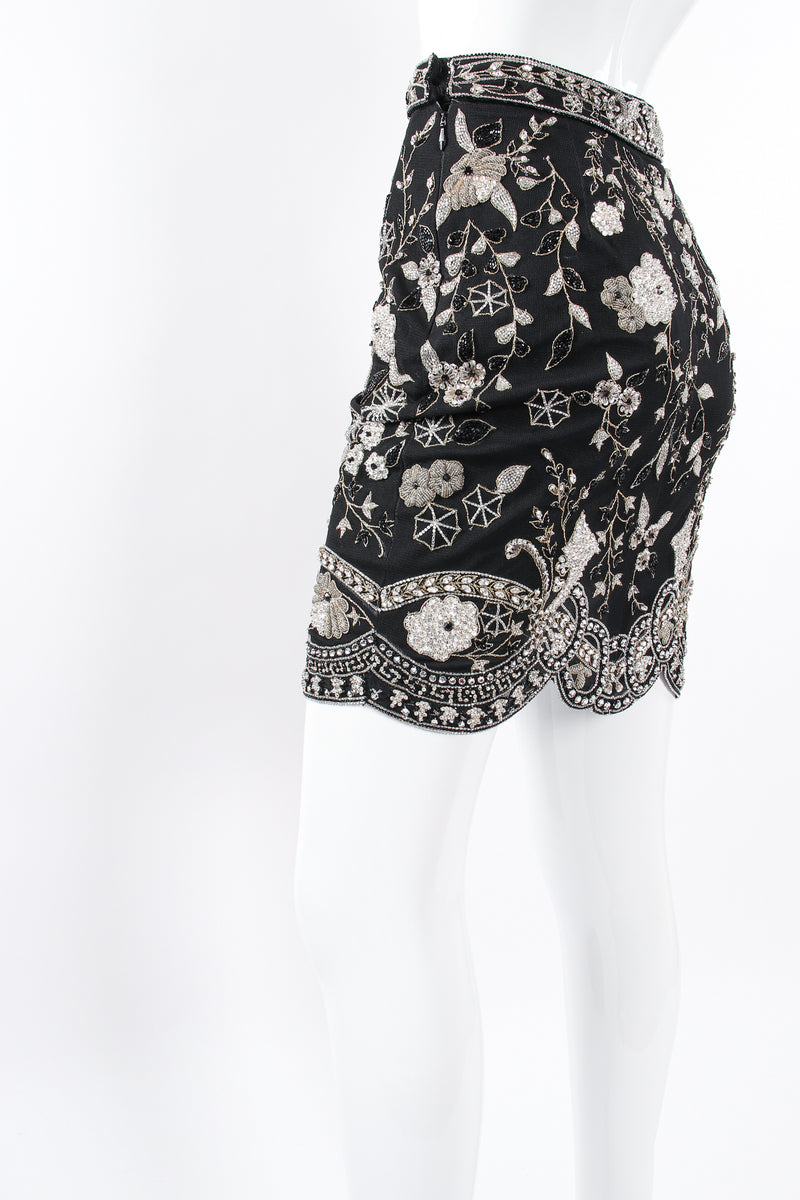 Vintage Genny Embellished Mesh Mini Skirt on mannequin angle at Recess Los Angeles