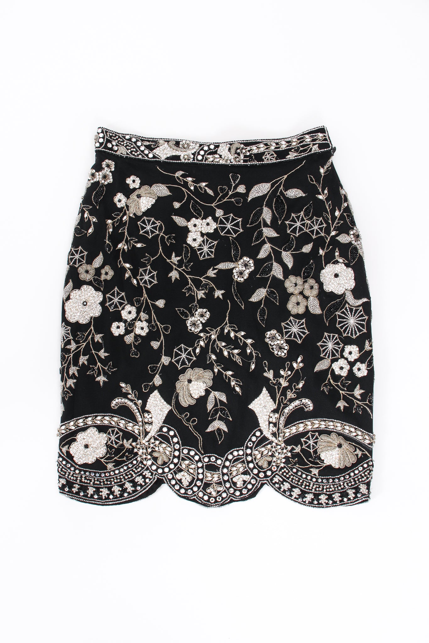 Vintage Genny Floral Beaded Mini Skirt flat at Recess Los Angeles