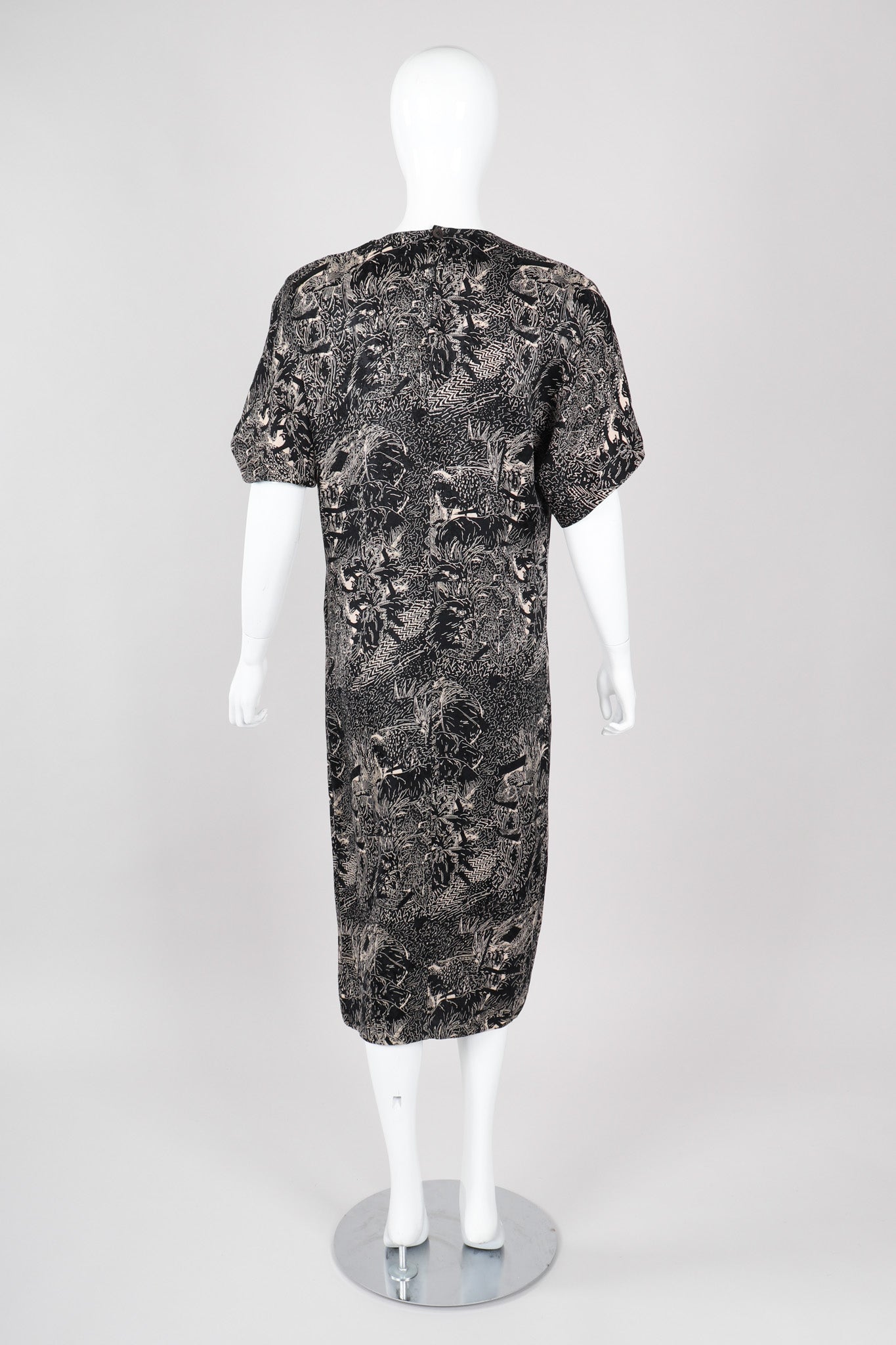 Recess Los Angeles Vintage Genny Silk Print Safari Scribble Dress