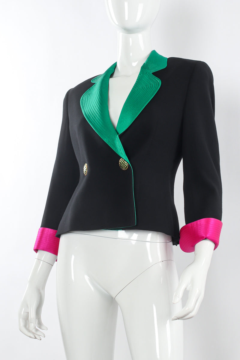 Vintage Genny Color Block Wool Crop Blazer mannequin angle @ Recess Los Angeles