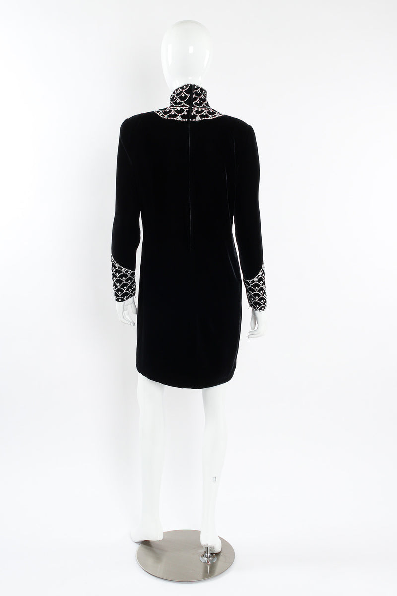 Vintage Genny Scalloped Rhinestone Velvet Dress mannequin back @ Recess LA