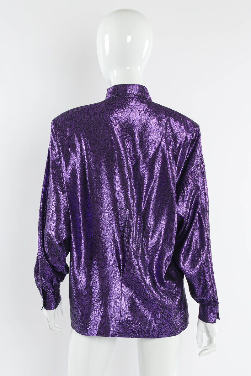 Vintage Genny for Giorgio Silk Lamé Brocade Blouse mannequin back @ Recess LA