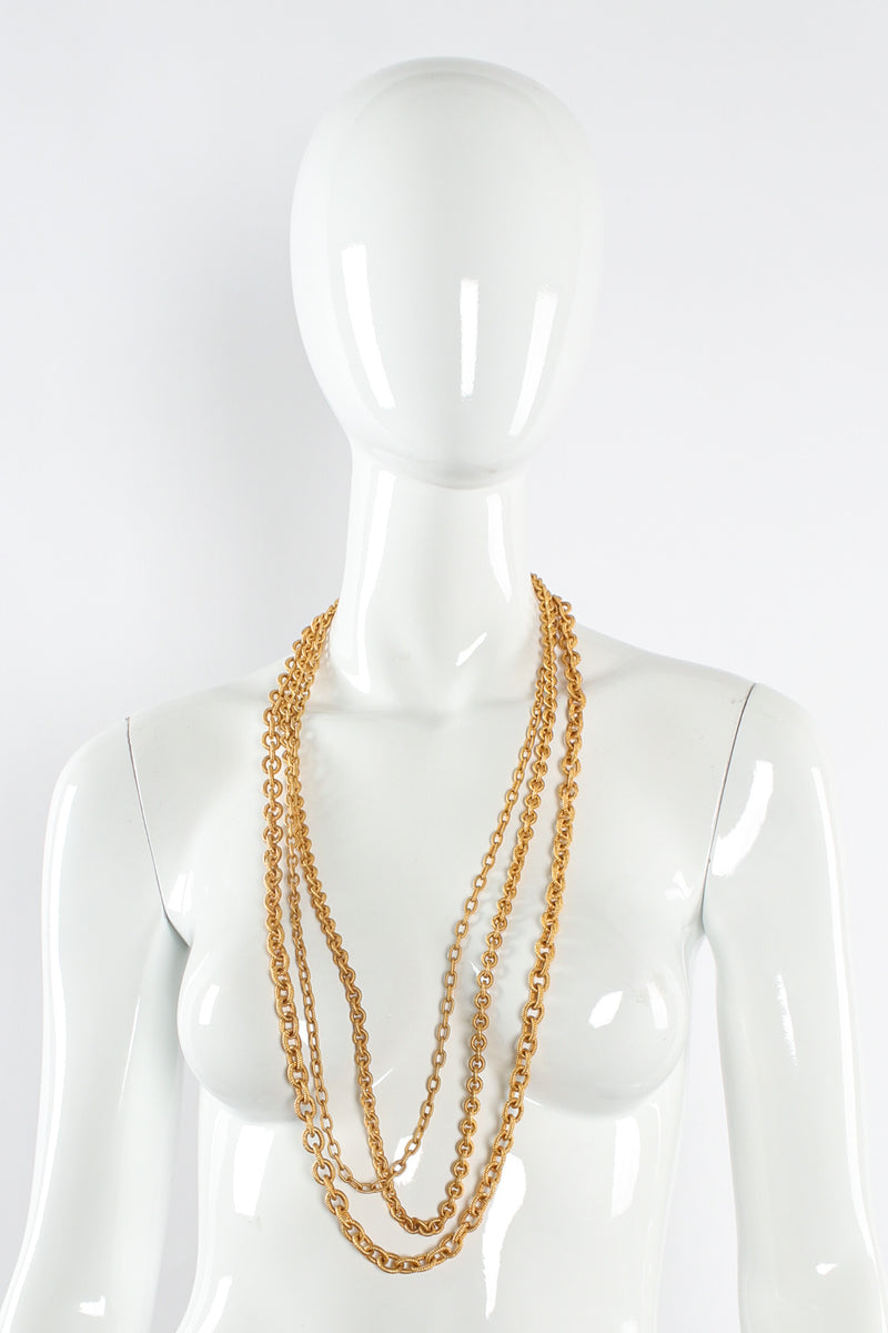 Vintage Georgiou 3 Strand Rope Link Necklace mannequin front @ Recess Los Angeles