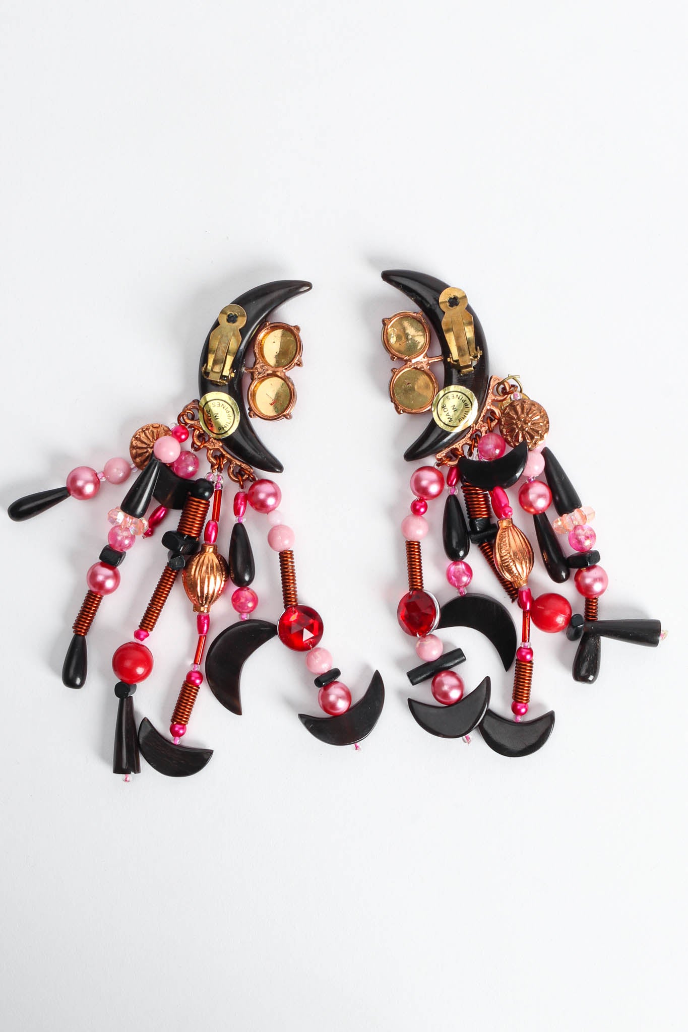 Vintage Gerda Lynggaard Pour Monies Jeweled Moon Earrings reverse @ Recess Los Angeles