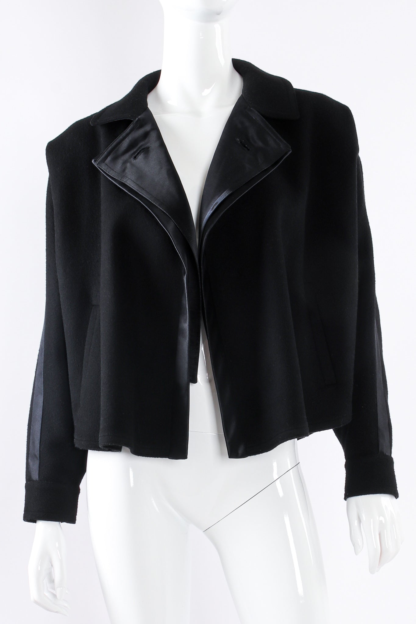 Vintage Gianfranco Ferre Batwing Capelet Jacket on mannequin crop at Recess Los Angeles