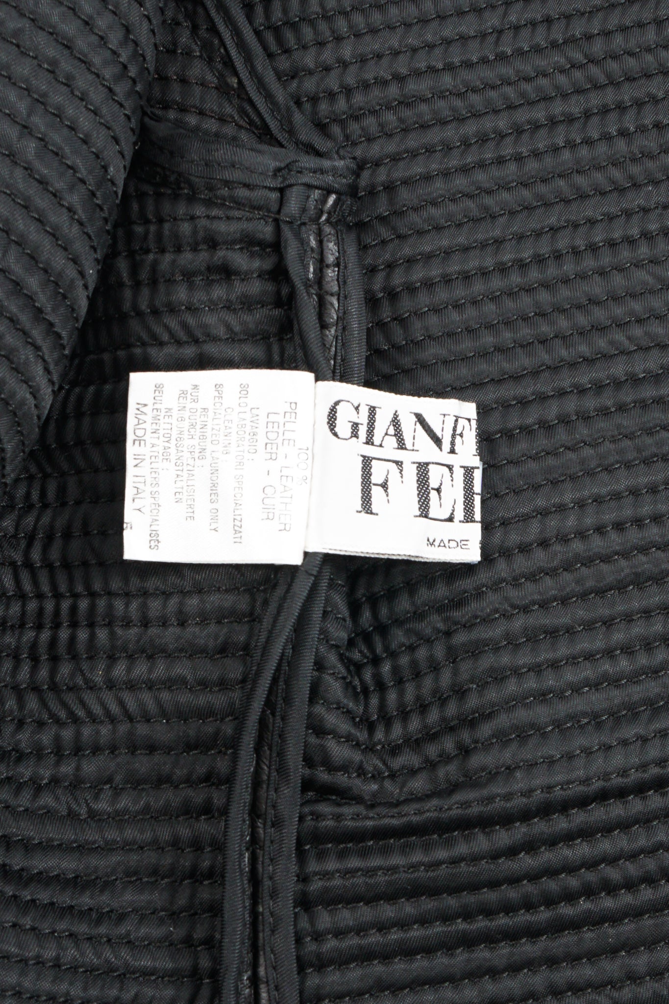 Vintage Gianfranco Ferre Quilted Leather Lace Jacket label at Recess Los Angeles