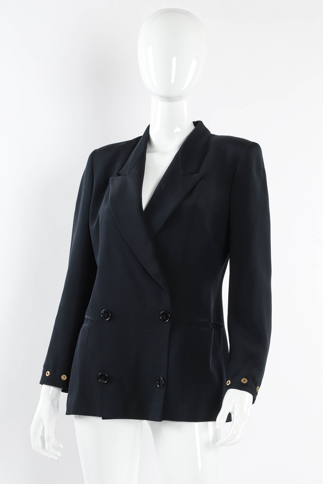 Vintage Gianfranco Ferre Bangle Cuff Blazer & Skirt Set mannequin angle no cuffs @ Recess Los Angeles