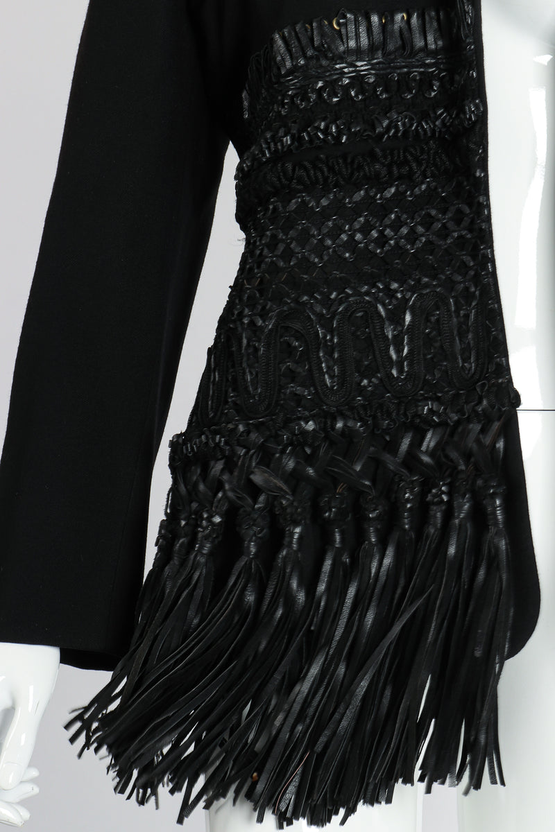 Vintage Gianfranco Ferre Leather Macrame Boyfriend Jacket fringe at Recess Los Angeles