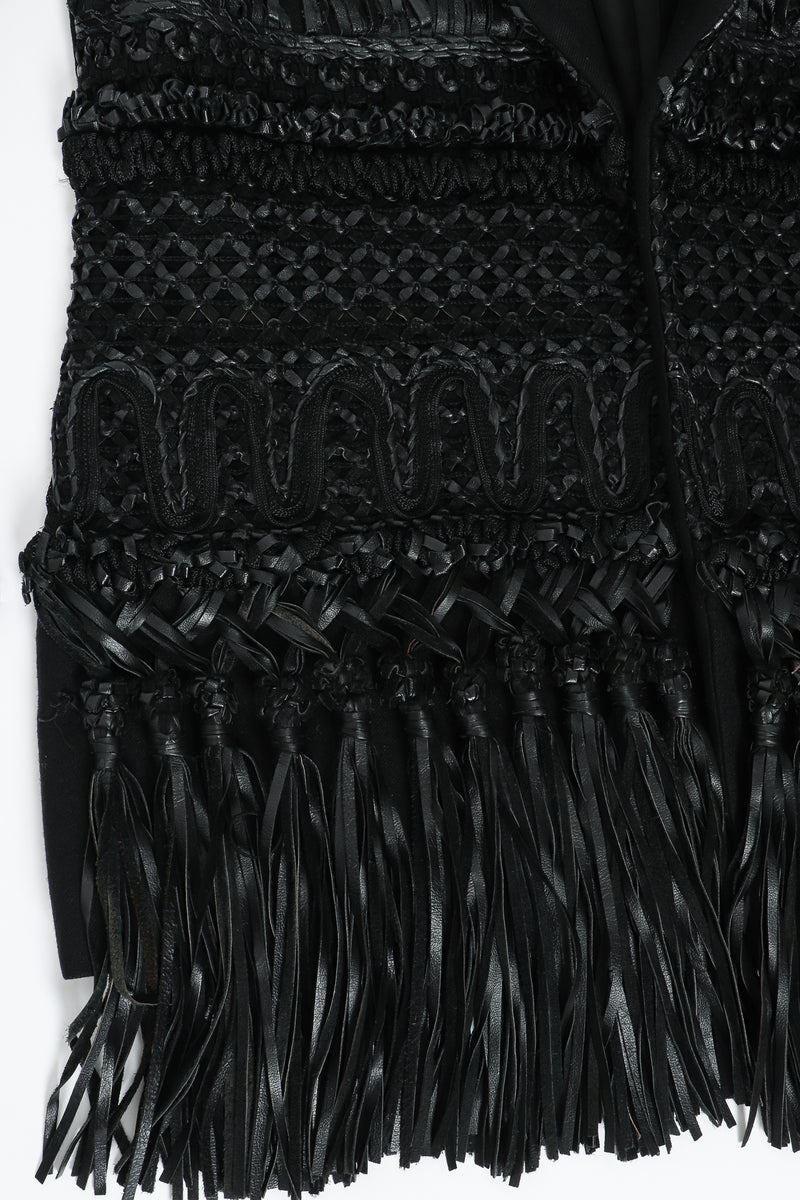 Vintage Gianfranco Ferre Leather Macrame Boyfriend Jacket leather detail at Recess Los Angeles