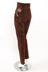 Vintage Gianfranco Ferre Suede Corset Waist Jodhpur Pants on Mannequin angle at Recess Los Angeles