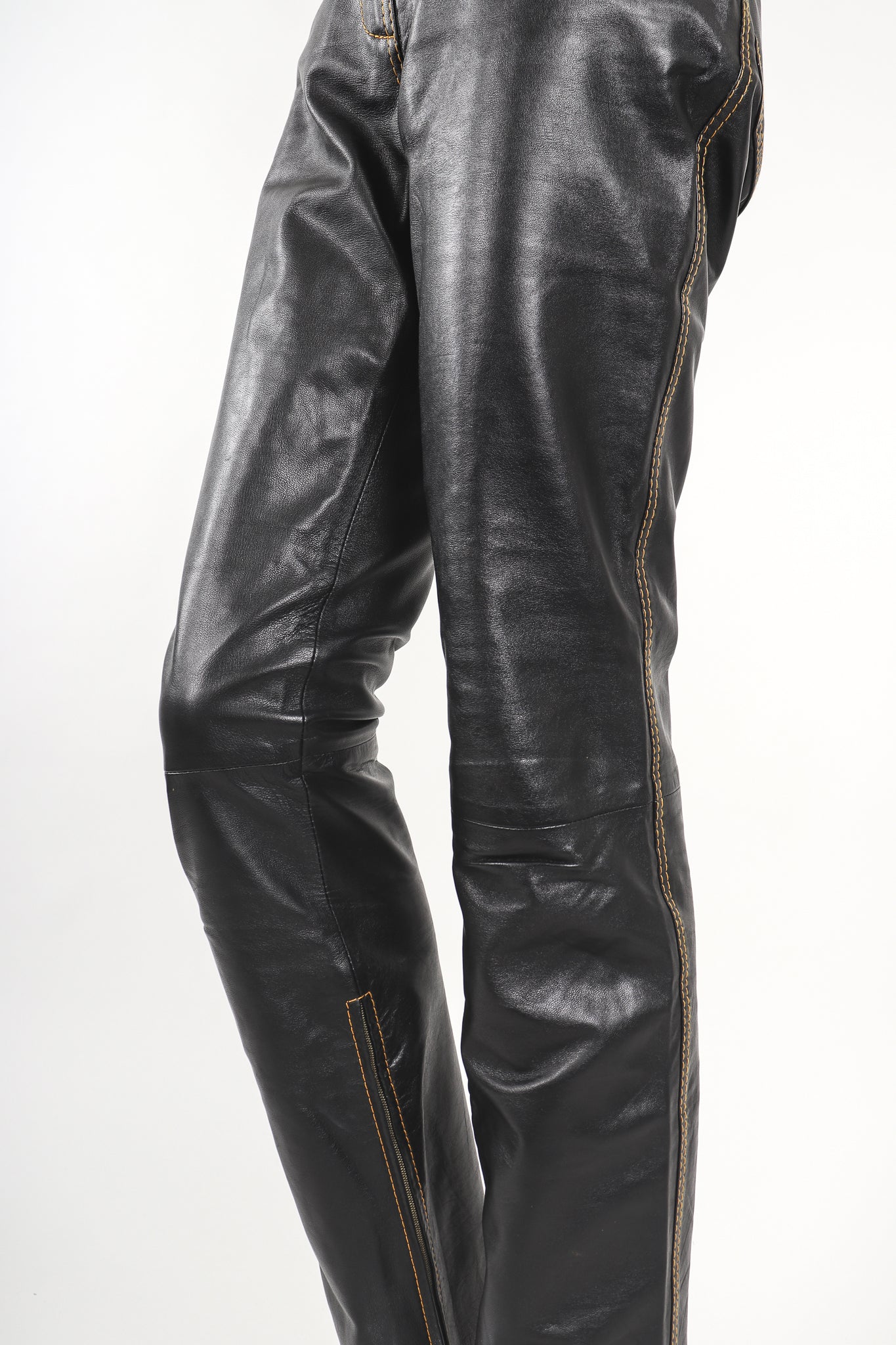 Recess Designer Consignment Vintage Gianfranco Ferre Contrast Stitch Leather Jean  Los Angeles Resale