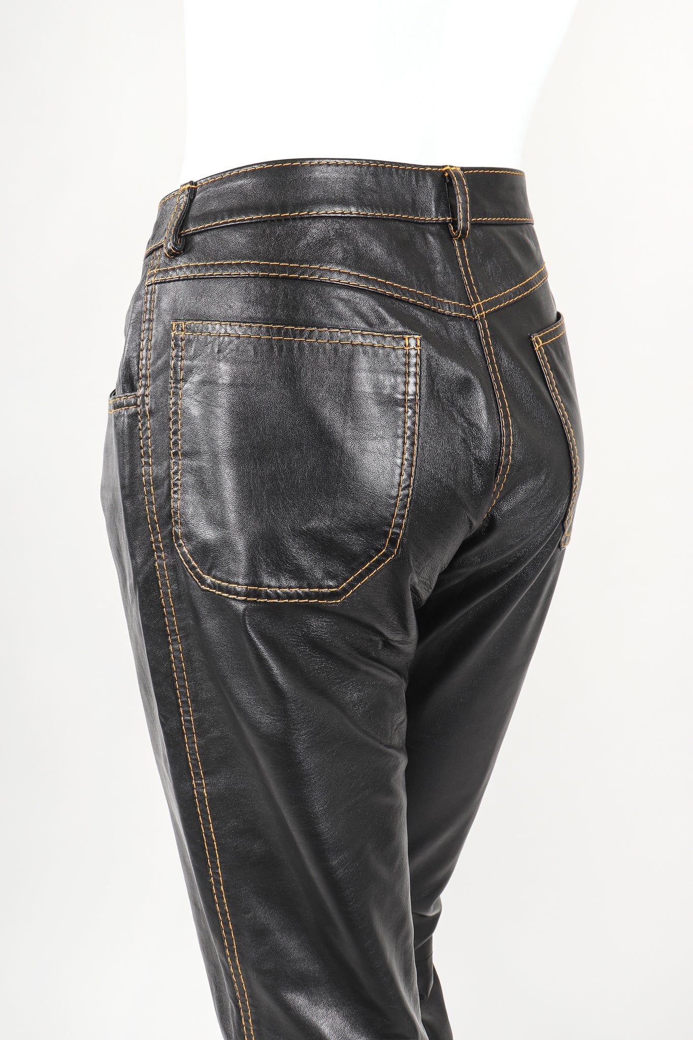 Recess Designer Consignment Vintage Gianfranco Ferre Contrast Stitch Leather Jean  Los Angeles Resale