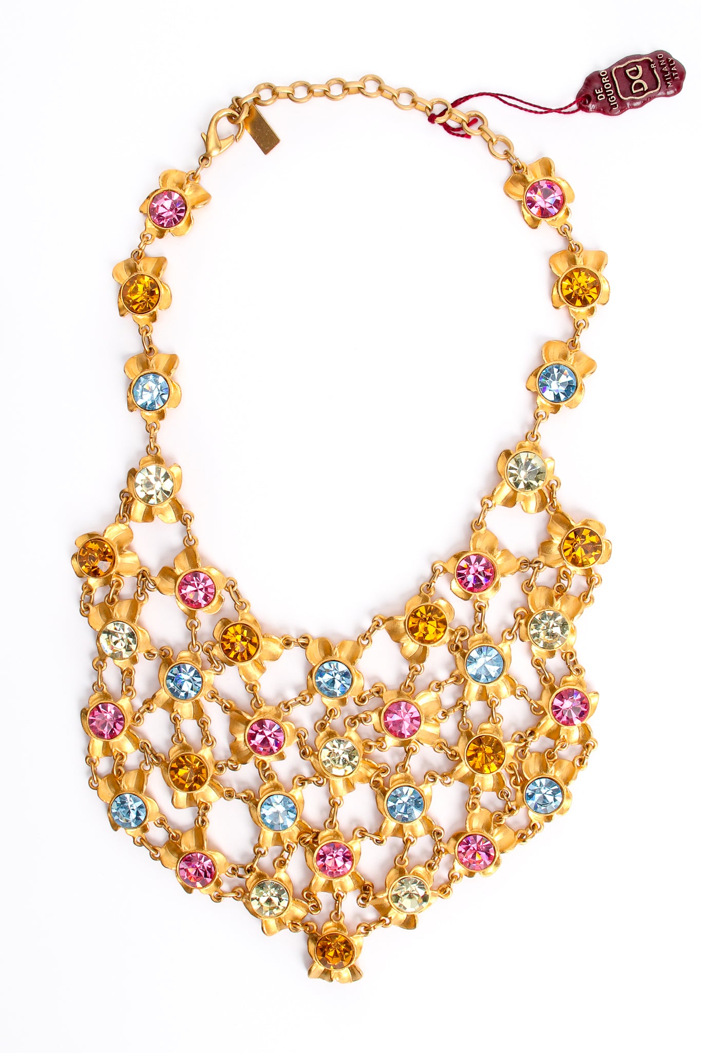 Vintage Gianni De Liguoro Crystal Blossom Bib Necklace at Recess Los Angeles