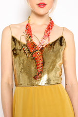 Vintage Hanna Bernhard Jewel Lobster Brooch Necklace brooch on model crop  @ Recess Los Angeles