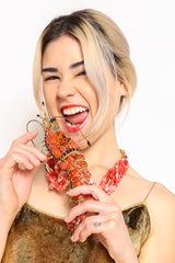 Vintage Hanna Bernhard Jewel Lobster Brooch Necklace brooch on model @ Recess Los Angeles