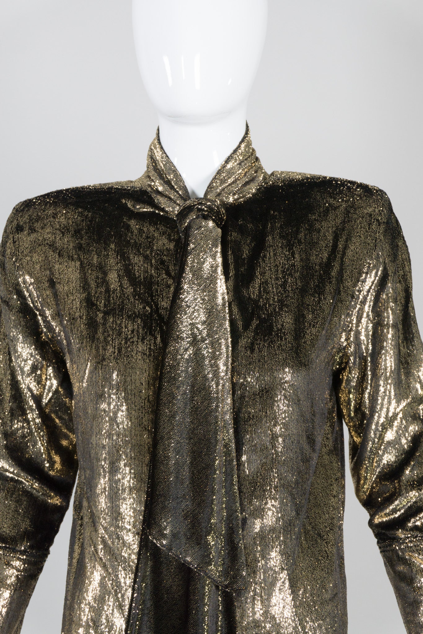 Paillettes Enrico Coveri Giorgio Vintage Gold Lamé Velvet Blouse