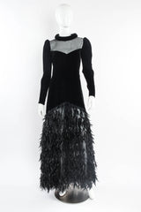 Vintage Givenchy 1960s/70s Couture Velvet Feather Gown mannequin front @ Recess Los Angeles