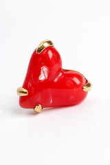 Vintage Givenchy Marble Resin Heart Earrings II single close front @ Recess LA