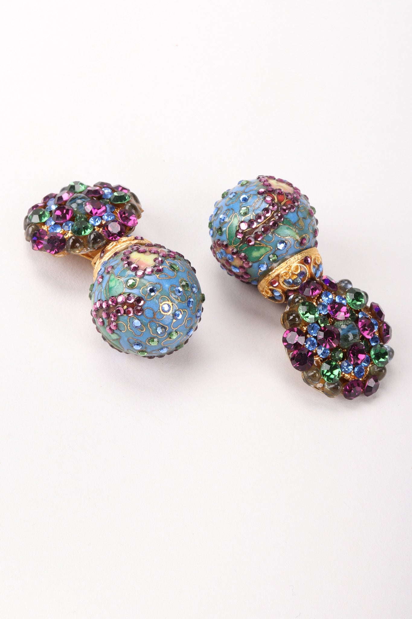 Recess Los Angeles Vintage Crystal Cloisonne Ball Drop Earrings