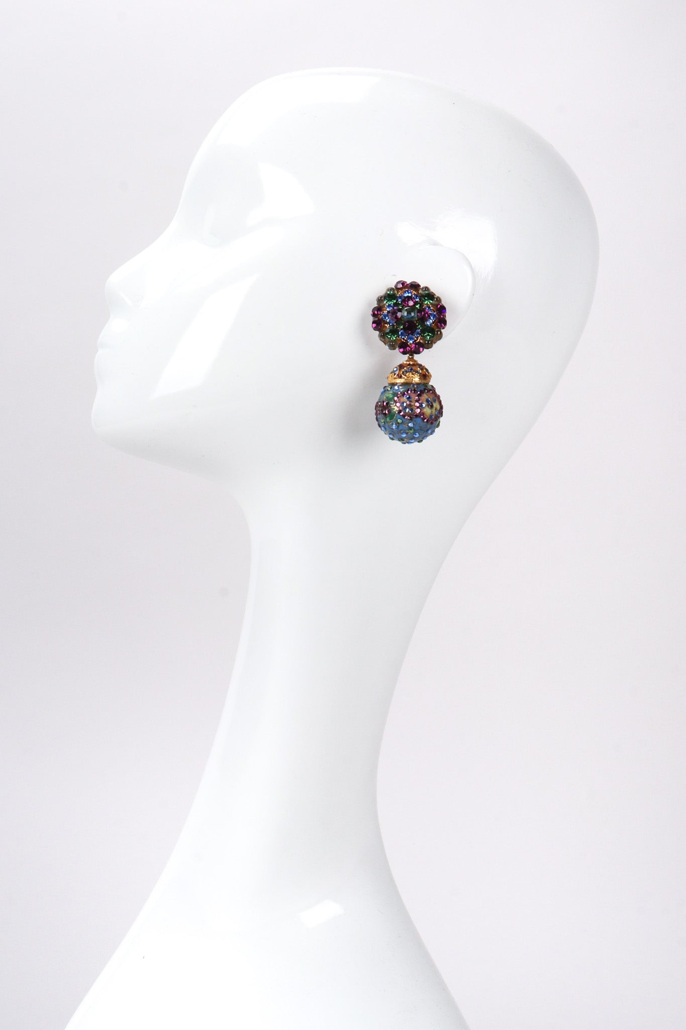 Recess Los Angeles Vintage Crystal Cloisonne Ball Drop Earrings