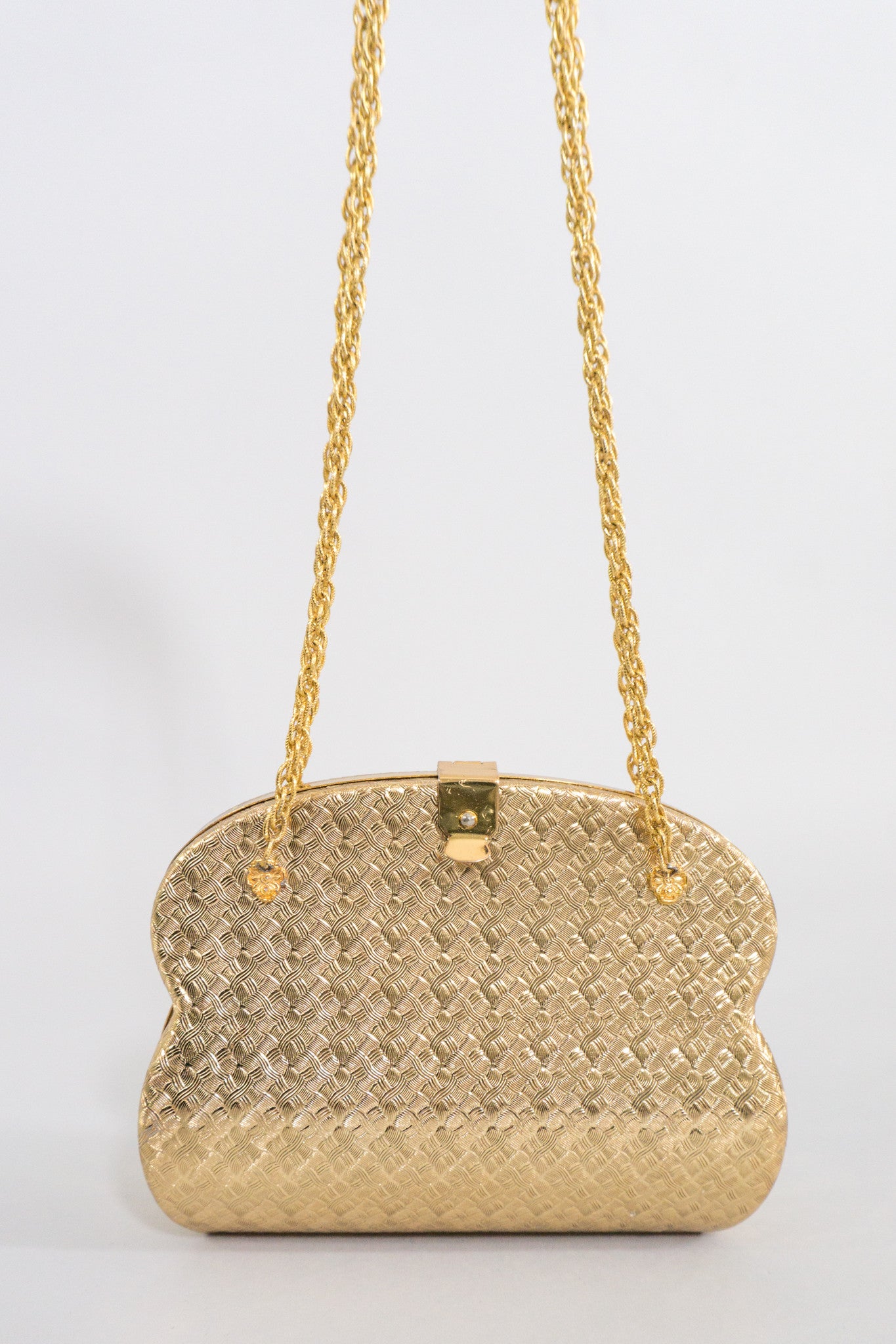 Vintage Gold Hard Case Shoulder Bag