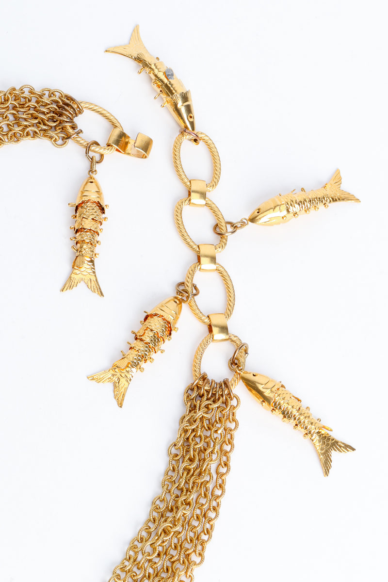 Vintage Waterfall Fish Chain Belt hook, holes, & fish details @ Recess LA