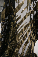 Alan Austin Gold Silk Velvet Lamé Zebra Palm Burnout Top