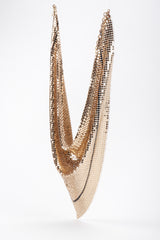 Recess Los Angeles Vintage Whiting & Davis Liquid Gold Metal Mesh Scarf Necklace