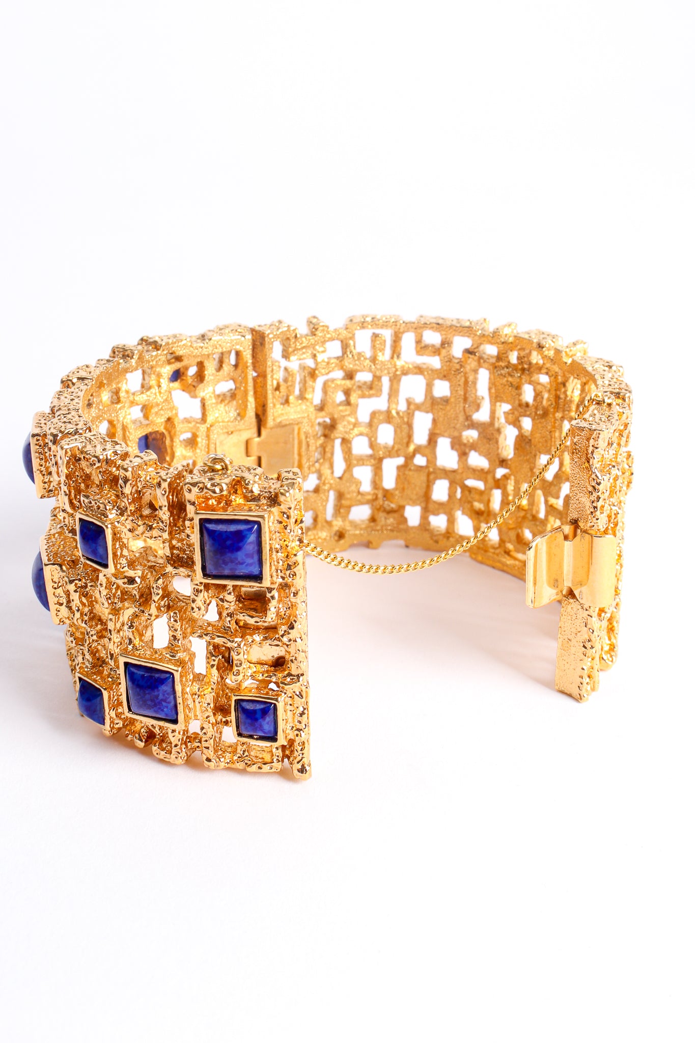 Vintage Brutalist Mid Century Cage Cuff Bracelet clasp at Recess Los Angeles