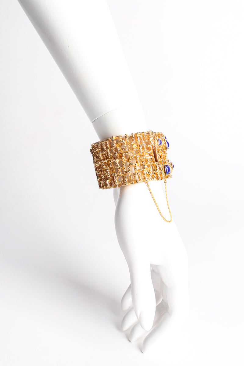 Vintage Brutalist Mid Century Cage Cuff Bracelet on mannequin at Recess Los Angeles