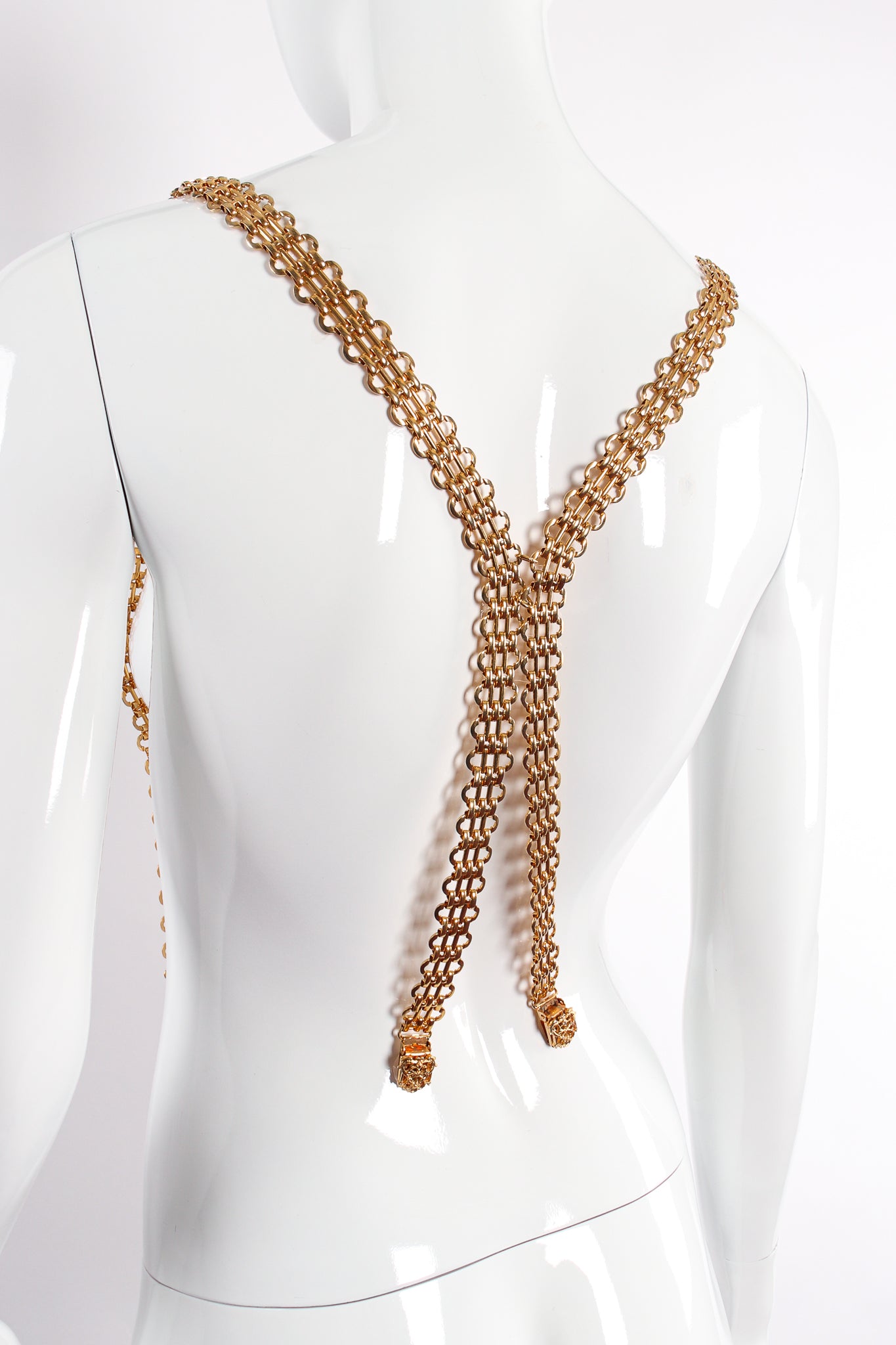 Vintage Gold Chain Harness Suspenders on Mannequin back at Recess Los Angeles