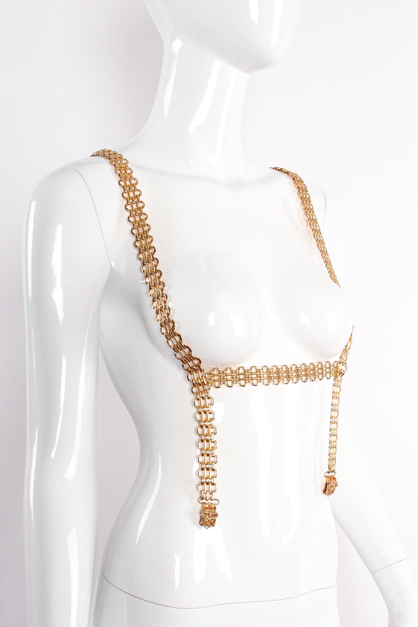 Vintage Gold Chain Harness Suspenders on Mannequin crop at Recess Los Angeles