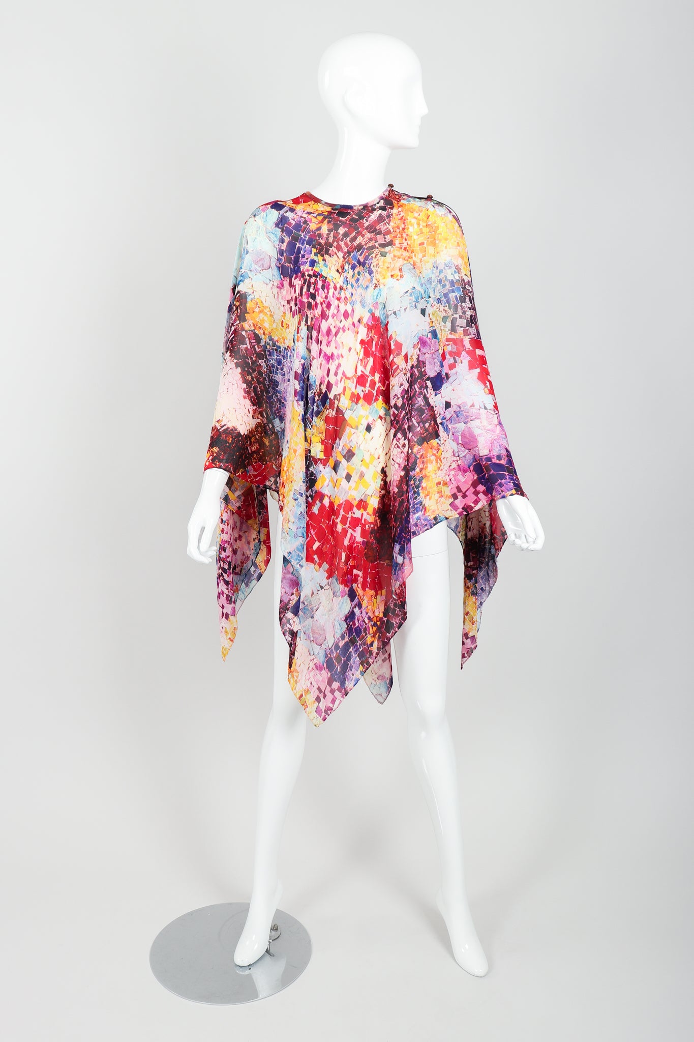 Vintage Rainbow Mosaic Poncho at Recess LA