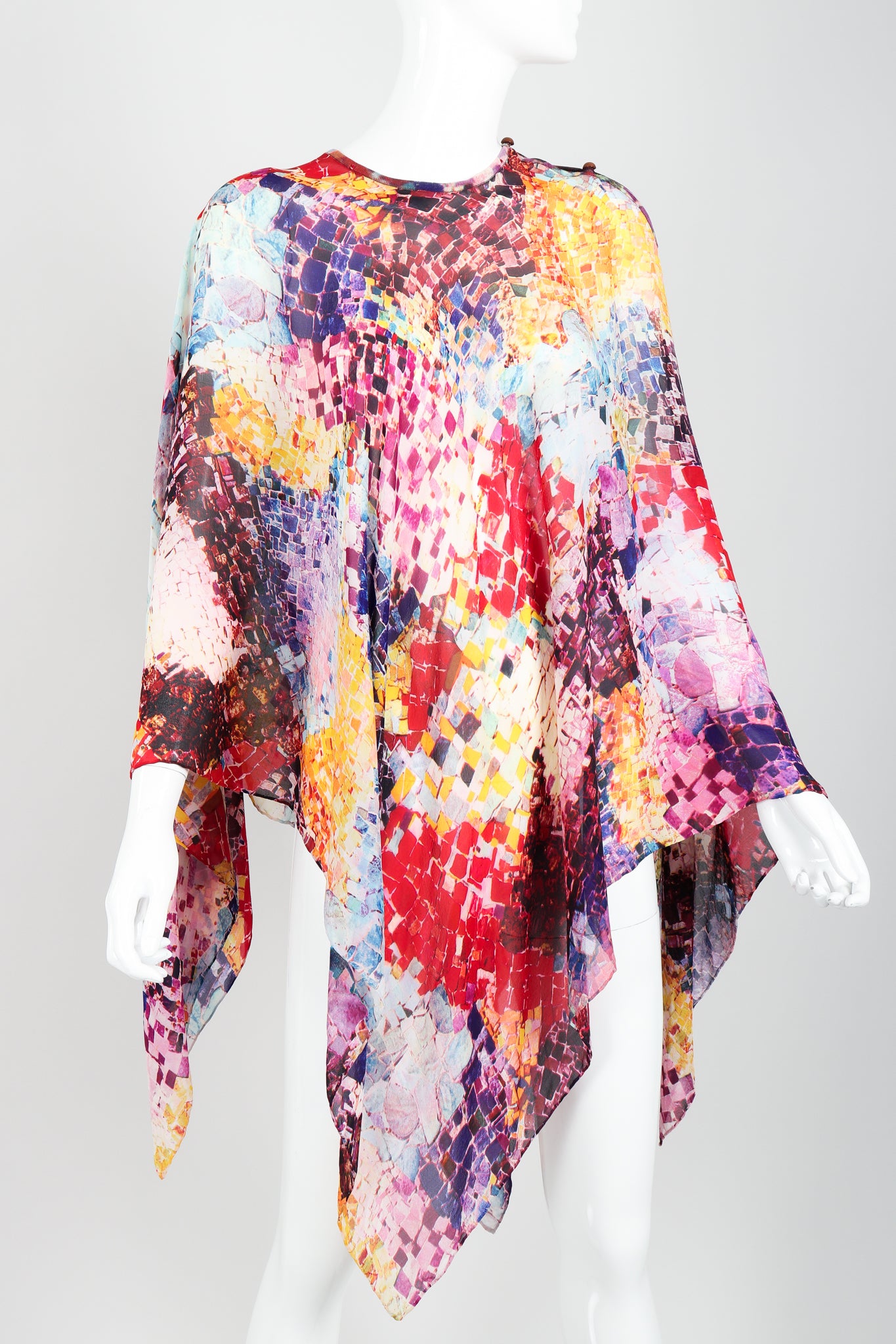 Vintage Rainbow Mosaic Poncho at Recess LA