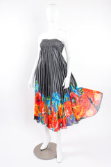 Vintage Gottex Sheer Striped Floral Coverup Skirt Dress on Mannequin front @ Recess LA