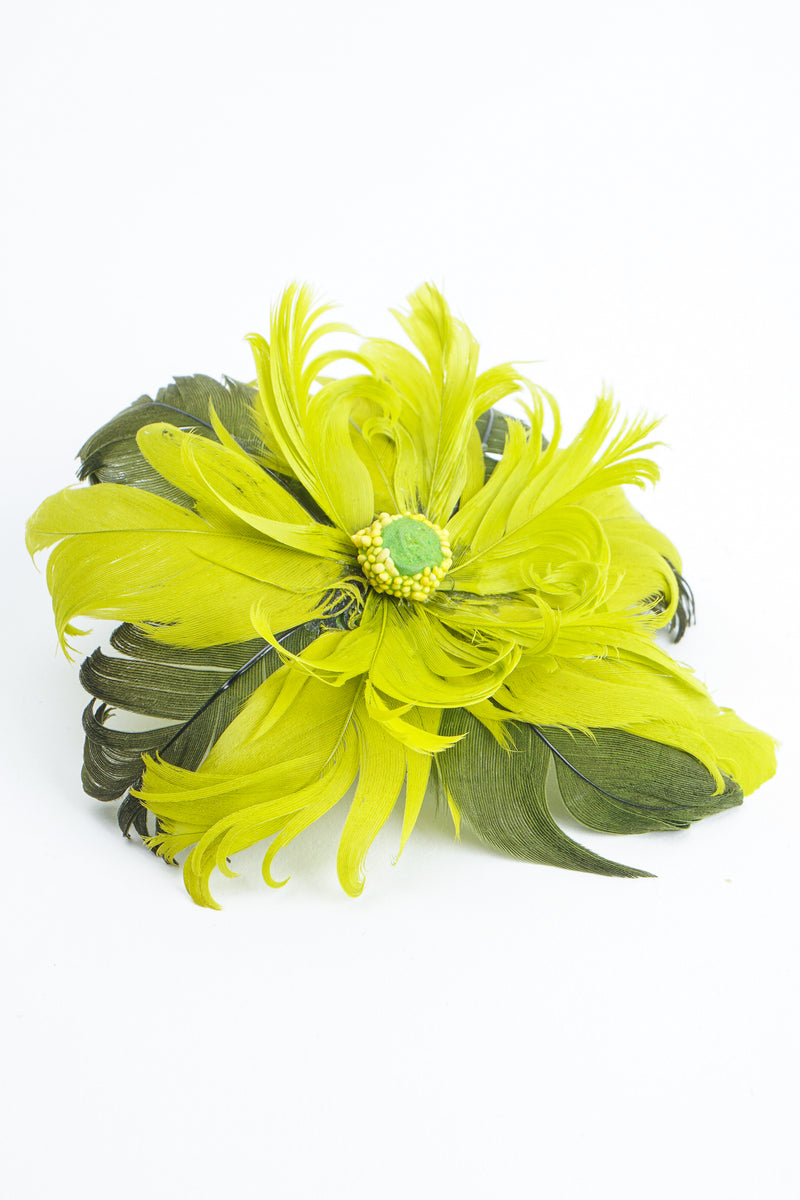 Vintage Chartreuse Feather Flower Earring at Recess Los Angeles