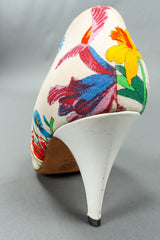 Vintage 1980 Gucci Botanical Flora White Heels back heel scuff 2 @ Recess LA