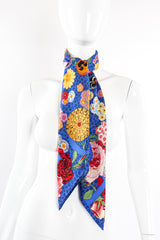 Vintage Gucci Floral Pansy Blue Leopard Scarf on Mannequin at Recess Los Angeles