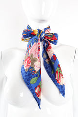 Vintage Gucci Floral Pansy Blue Leopard Scarf on Mannequin at Recess Los Angeles