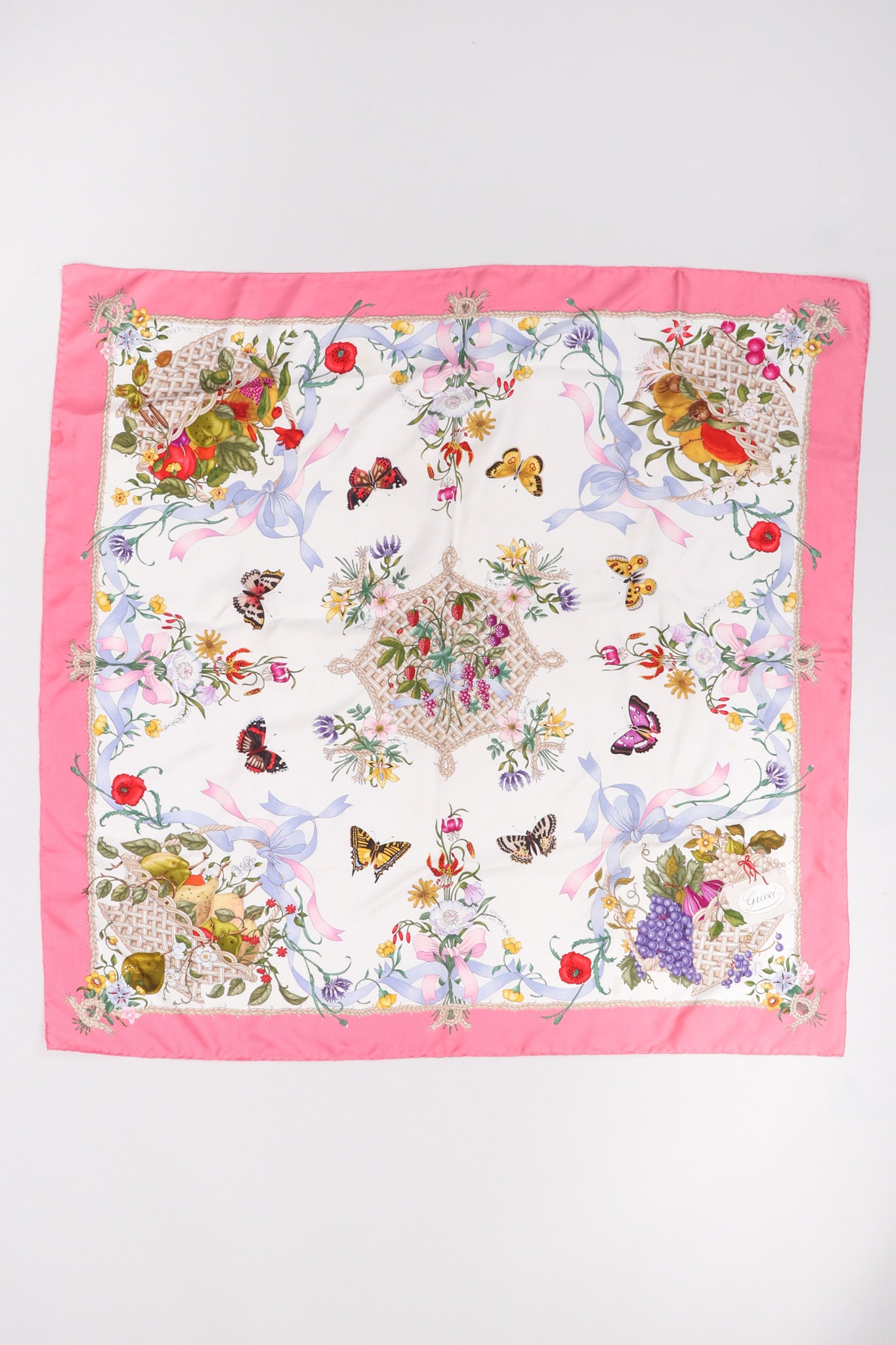 Recess Los Angeles Vintage Gucci Vittorio Accornero Floral Butterfly Scarf