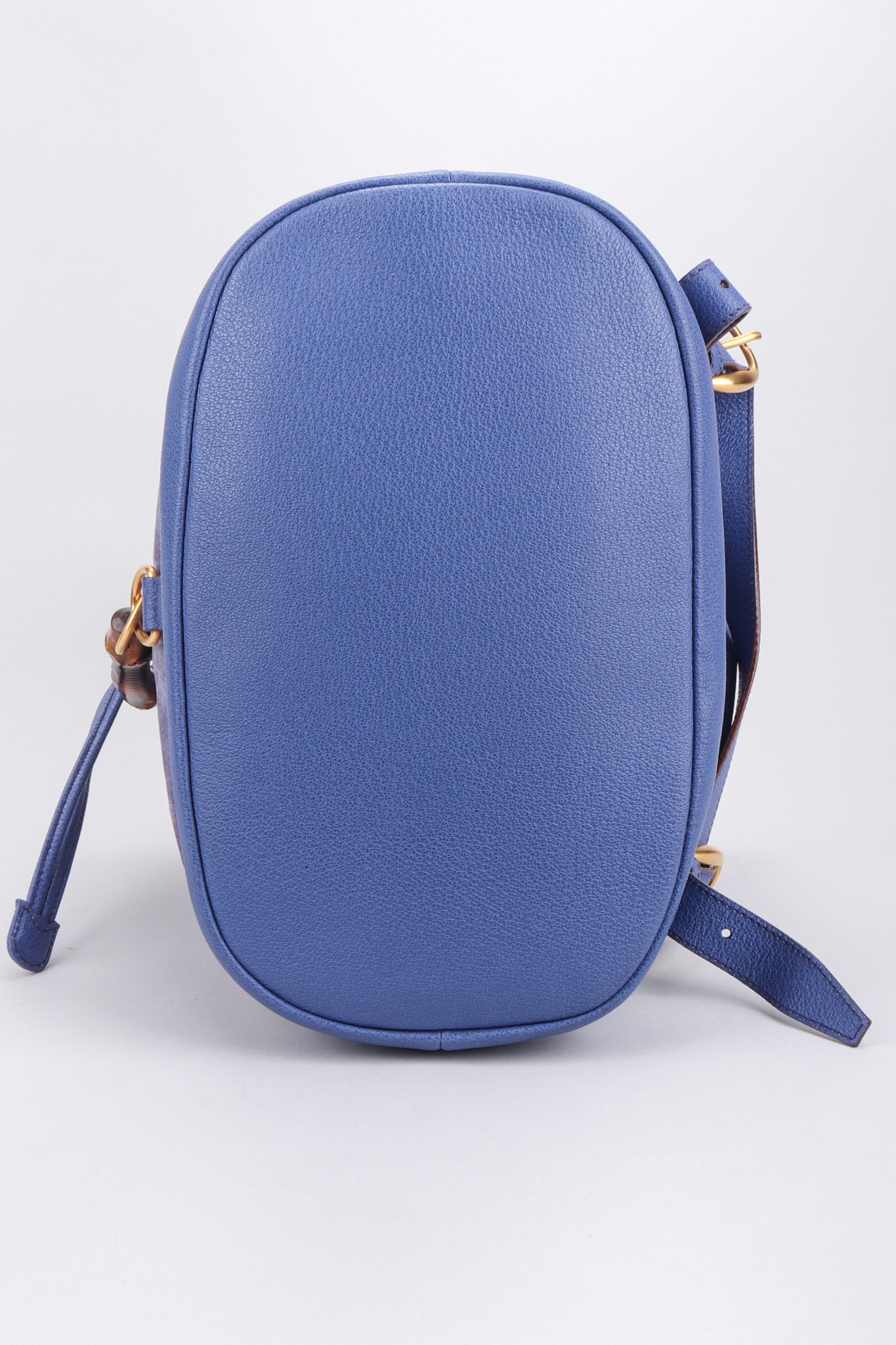 Recess Los Angeles Vintage Gucci Periwinkle Suede Bamboo Bucket Backpack