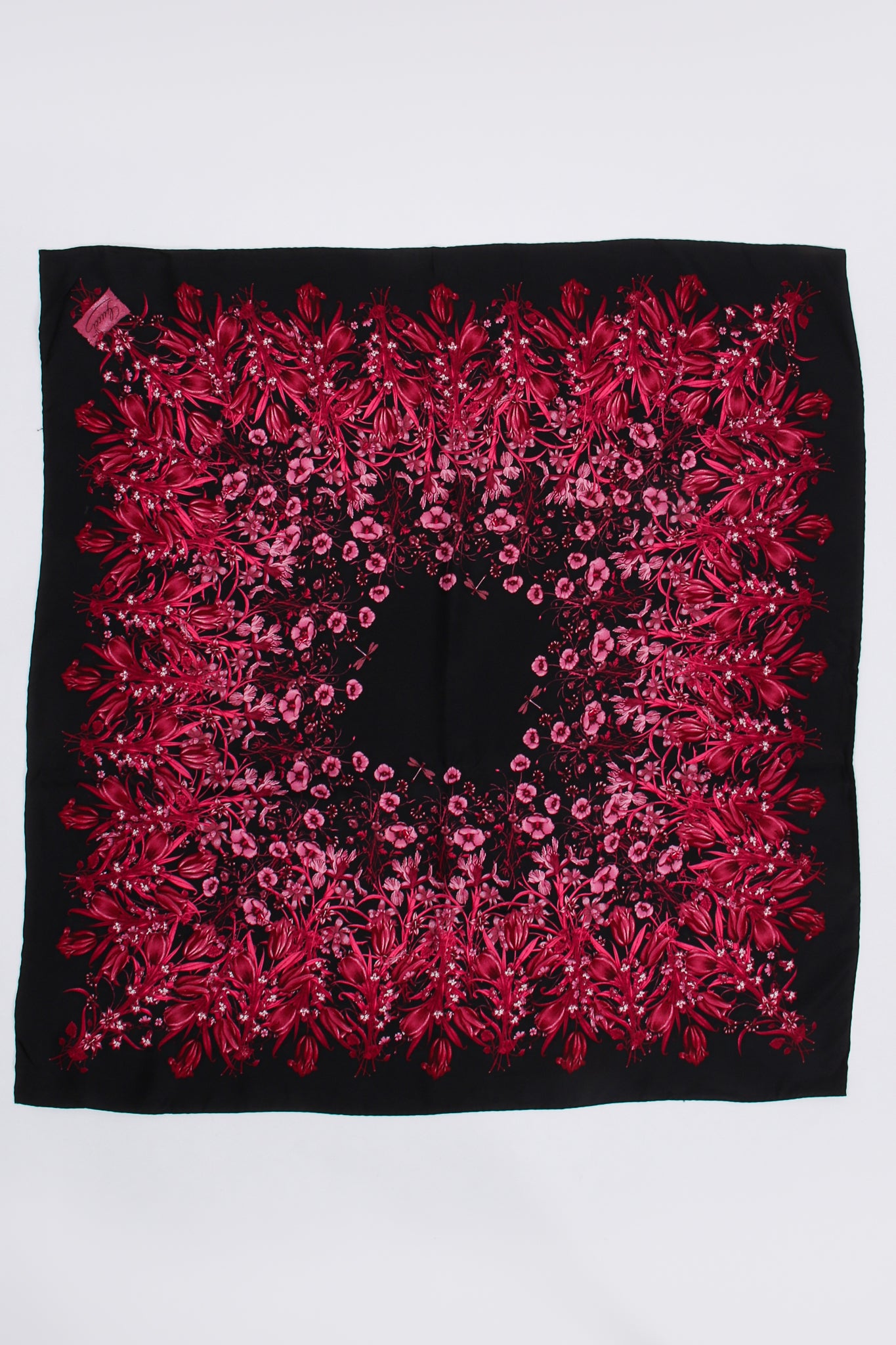 Vintage Gucci Burgundy Mono Flora Silk Scarf at Recess Los Angeles