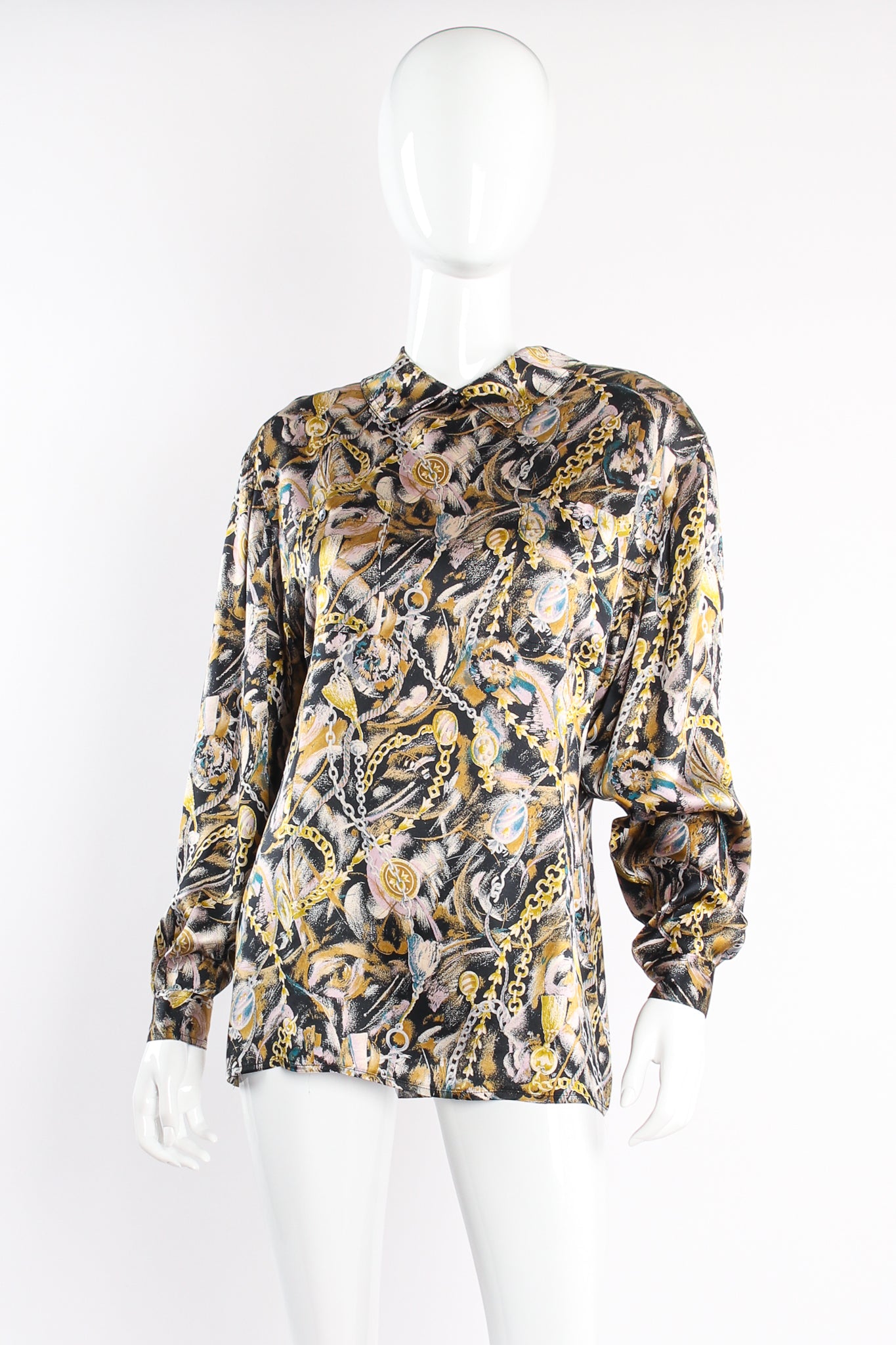 Abstract Chain Print Popover Shirt